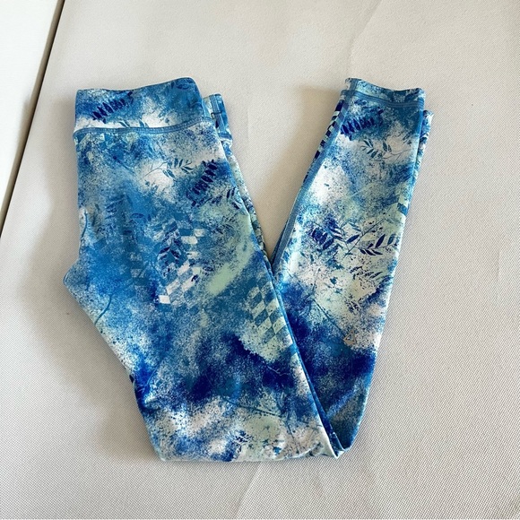 Ivivva Size 8 Blue Printed Legging Lululemon Kids Line Retired - Picture 1 of 6